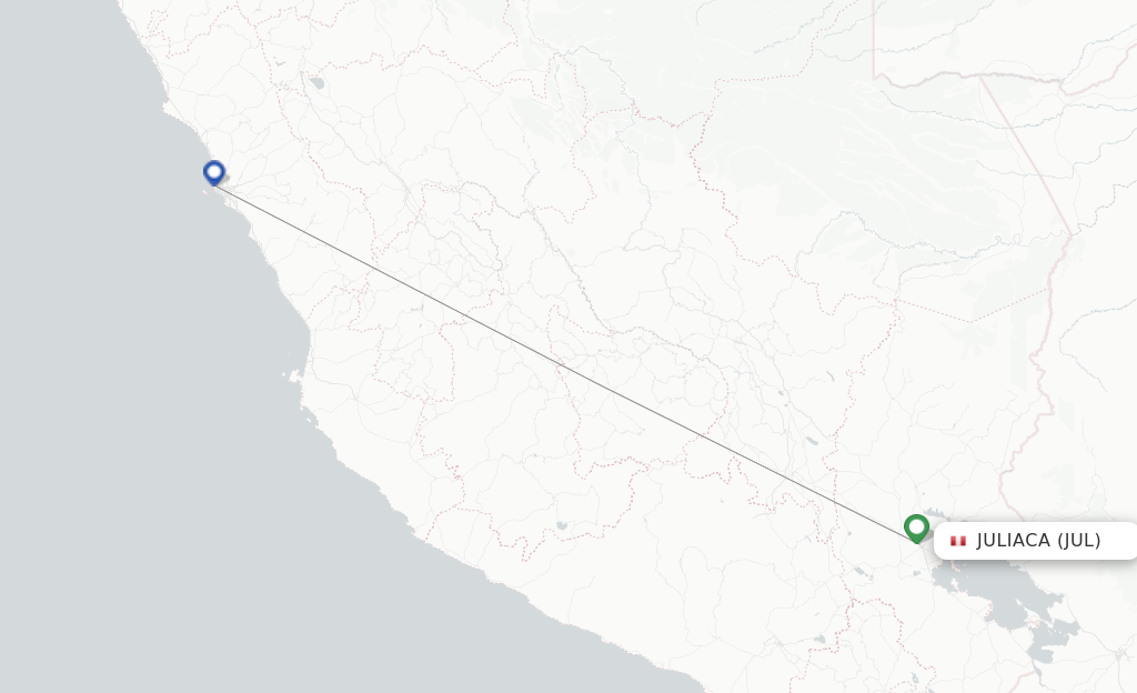 Route map with flights from Juliaca with Sky Airline