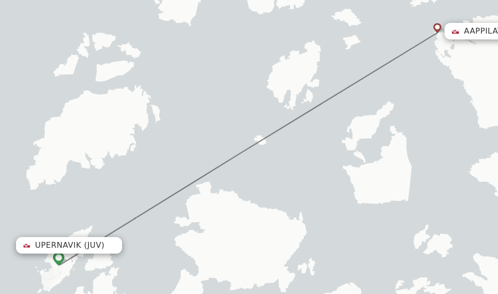 Flights from Upernavik to Aappilattoq route map