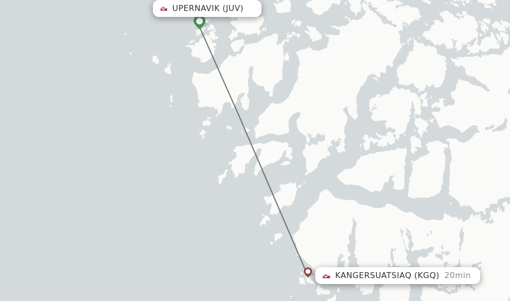 Flights from Upernavik to Kangersuatsiaq route map