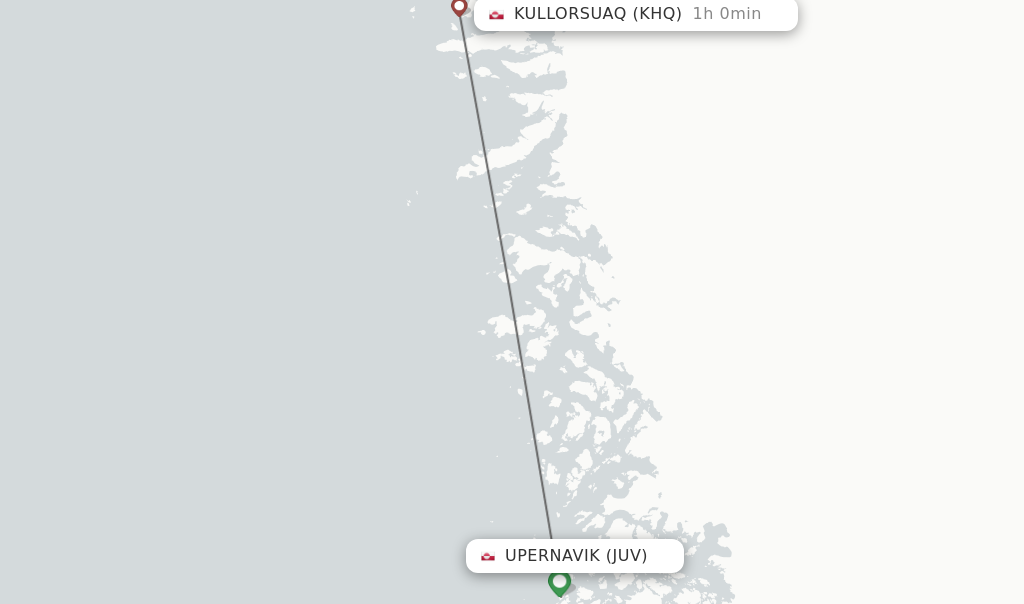 Flights from Upernavik to Kullorsuaq route map