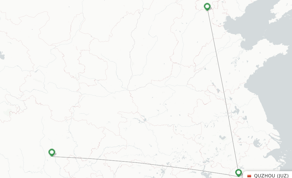 Route map with flights from Quzhou, Zhejiang Province with Air China