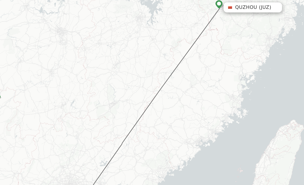 Flights from Quzhou, Zhejiang Province to Shenzhen route map