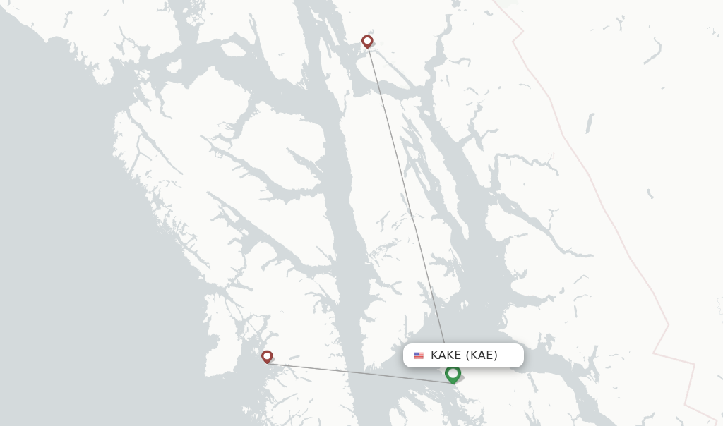 Route map with flights from Kake with Air Excursions