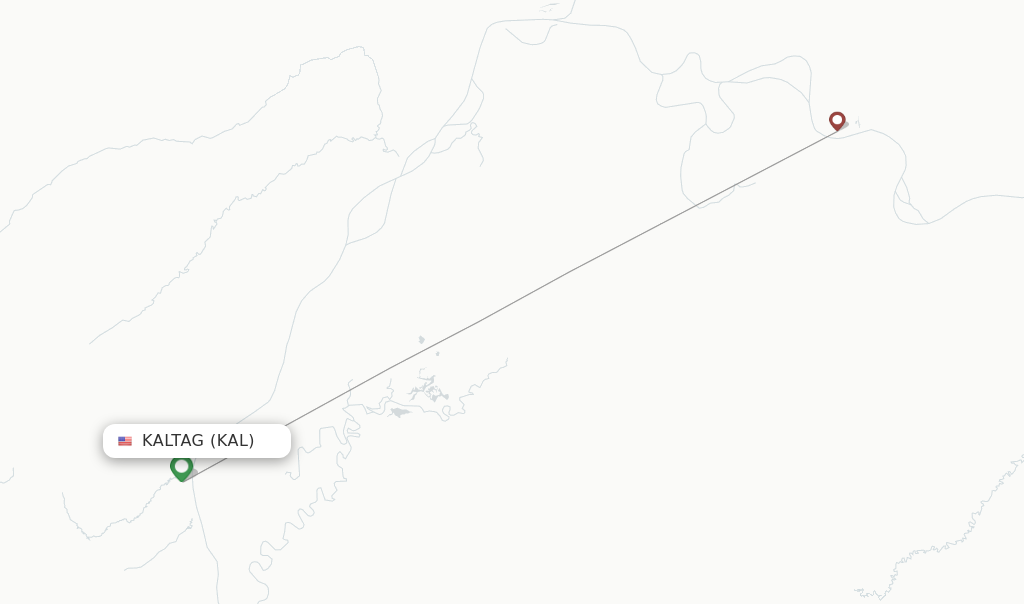 Route map with flights from Kaltag with Astral Aviation