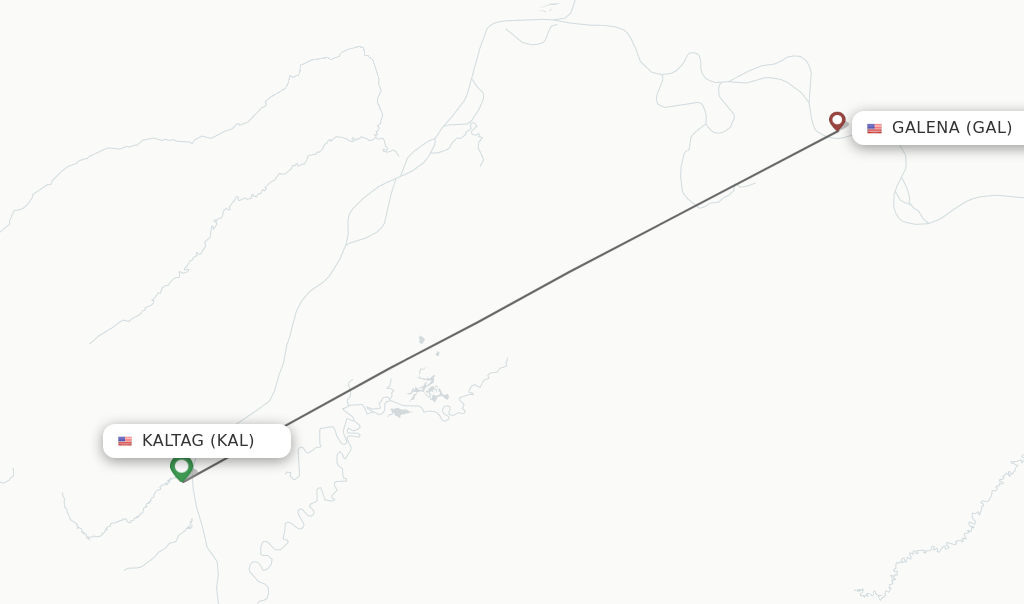 Flights from Kaltag to Galena route map
