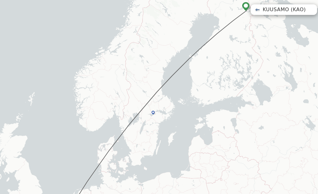 Flights from Kuusamo to Rotterdam route map