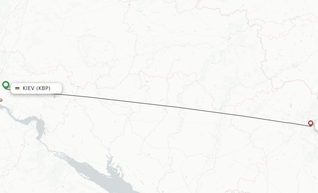 Flights from Kiev/Kyiv to Kharkov route map