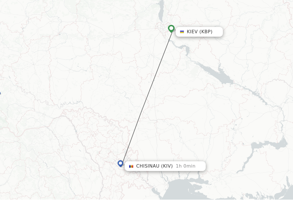 Flights from Kiev/Kyiv to Chisinau route map