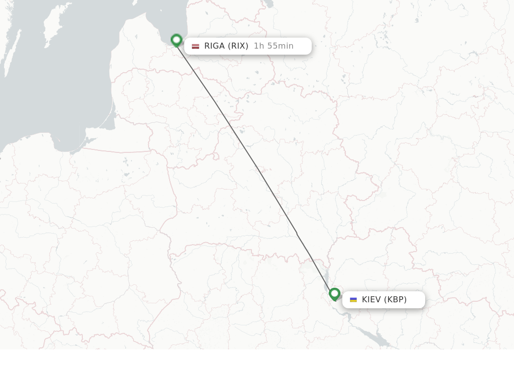 Flights from Kiev/Kyiv to Riga route map
