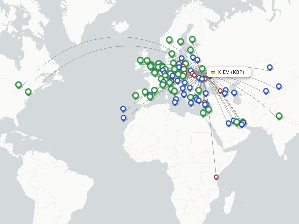 Flights from Kiev to Minsk route map