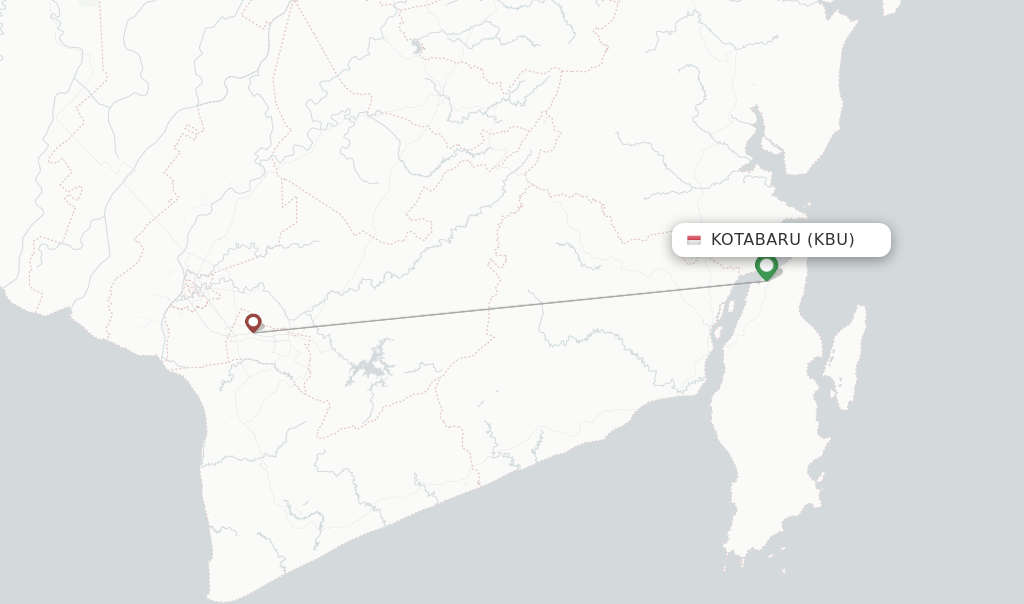 Route map with flights from Kotabaru with Wings Air