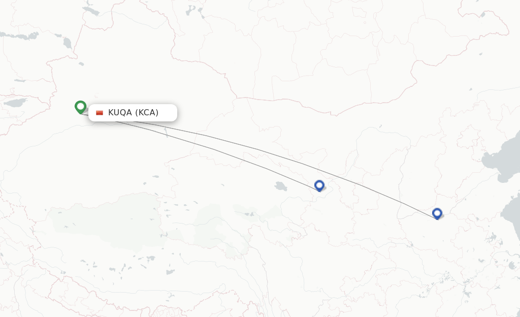 Route map with flights from Kuqa with Sichuan Airlines