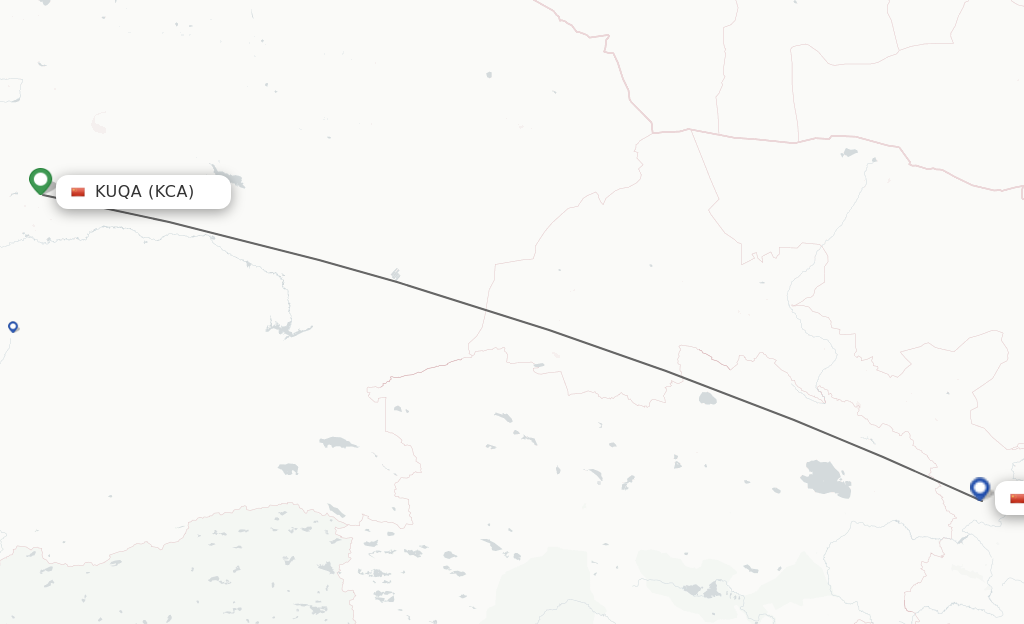 Flights from Kuqa to Lanzhou route map
