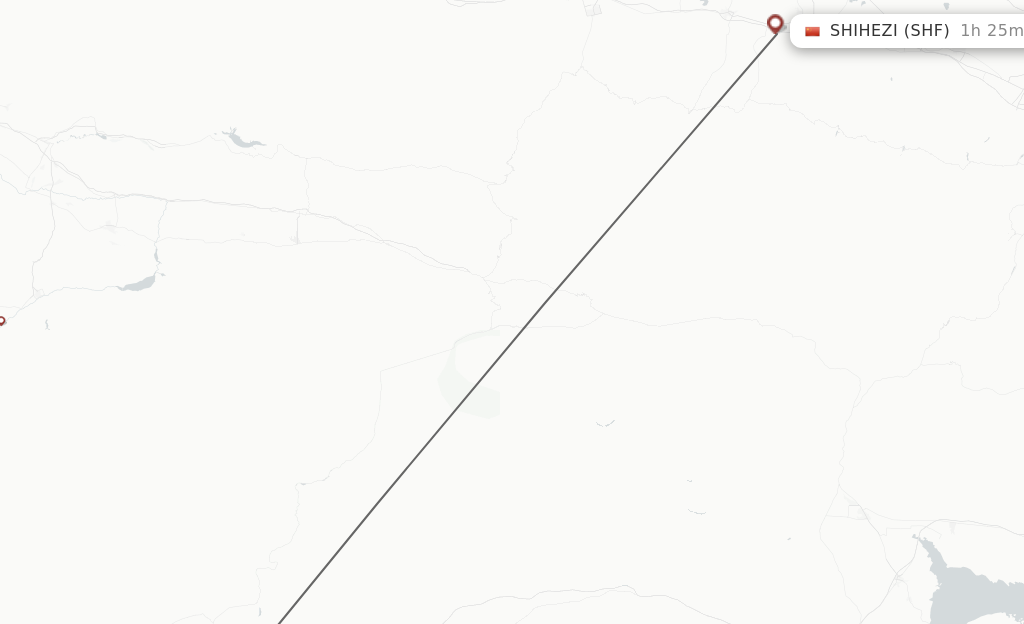 Flights from Kuqa to Shihezi route map