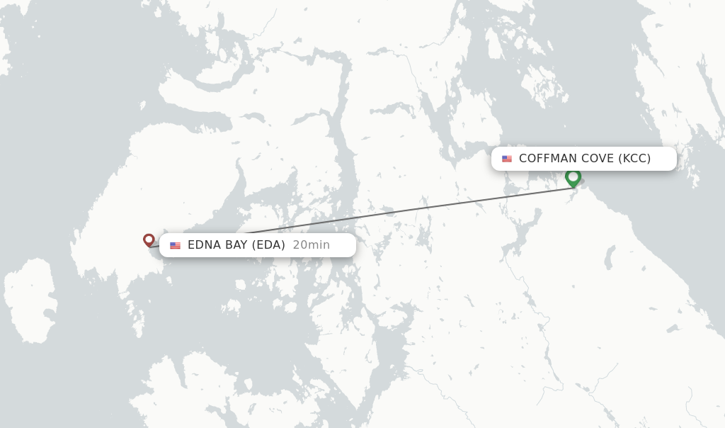 Flights from Coffman Cove to Edna Bay route map