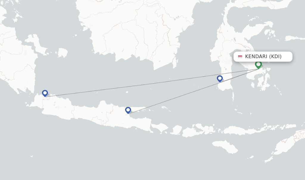 Flights from Kendari to Bone route map