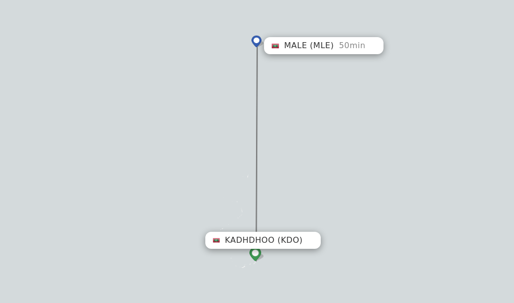 Flights from Kadhdhoo to Male route map