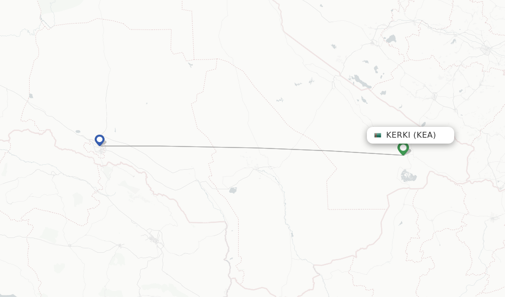 Flights from Kerki to Balkanabat route map