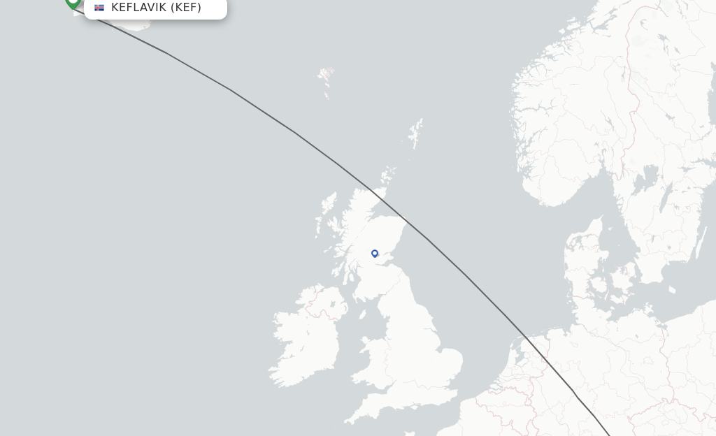 Flights from Reykjavik to Salzburg route map