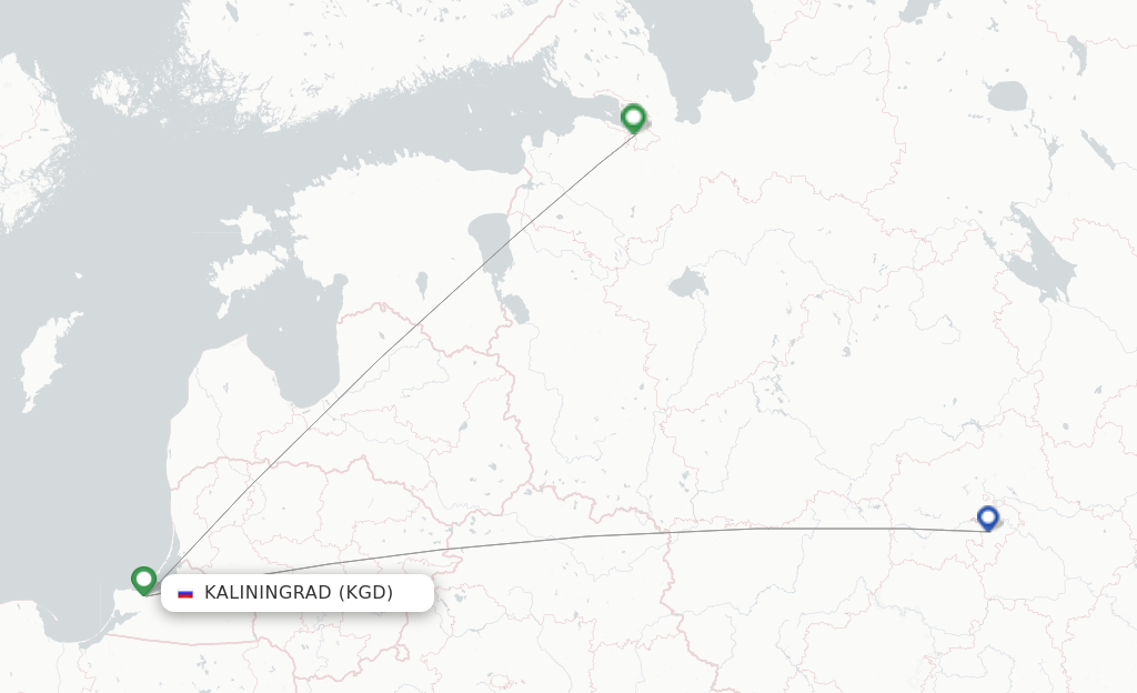 Route map with flights from Kaliningrad with Pobeda