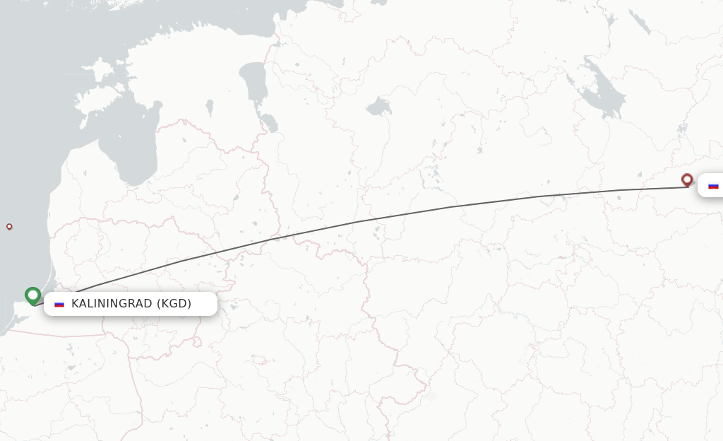 Flights from Kaliningrad to Ivanovo route map