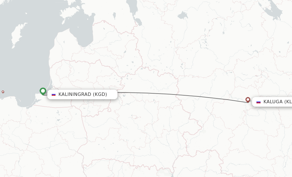 Flights from Kaliningrad to Kaluga route map