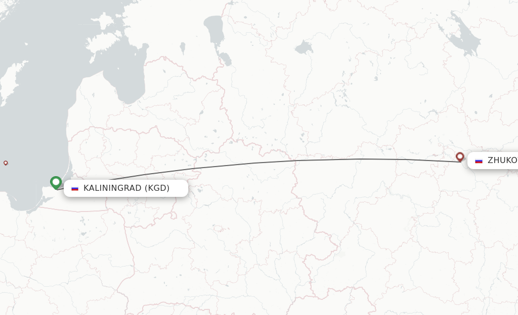 Flights from Kaliningrad to Zhukovsky route map