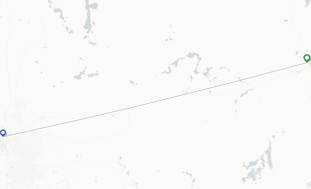 Route map with flights from Kalgoorlie with Qantas