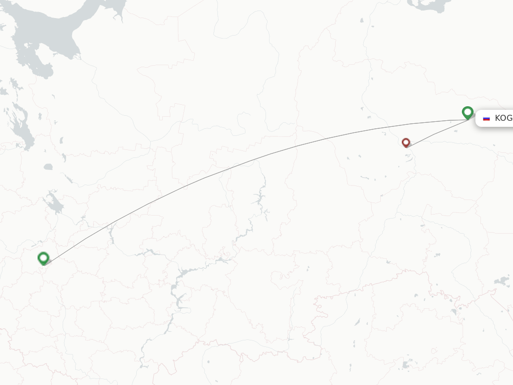 Flights from Kogalym to Khanty-Mansiysk route map