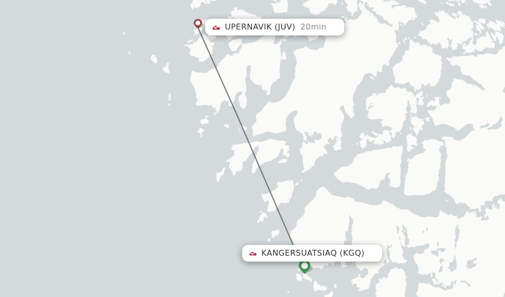 Flights from Kangersuatsiaq to Upernavik route map