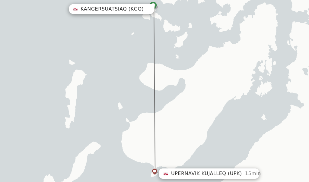 Flights from Kangersuatsiaq to Upernavik Kujalleq route map