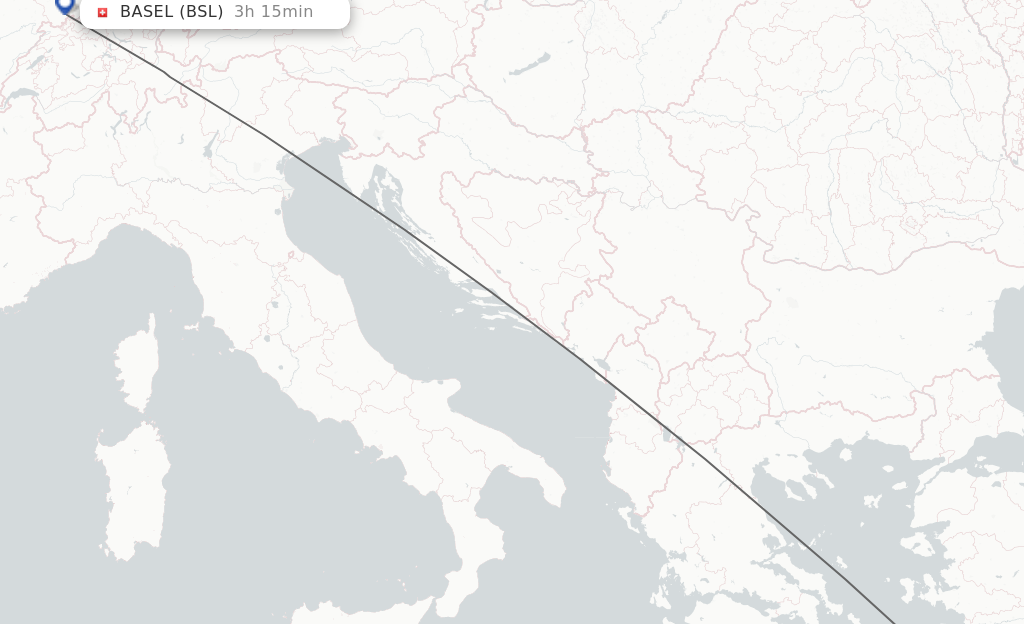 Flights from Kos to Basel, Switzerland/Mulhouse route map