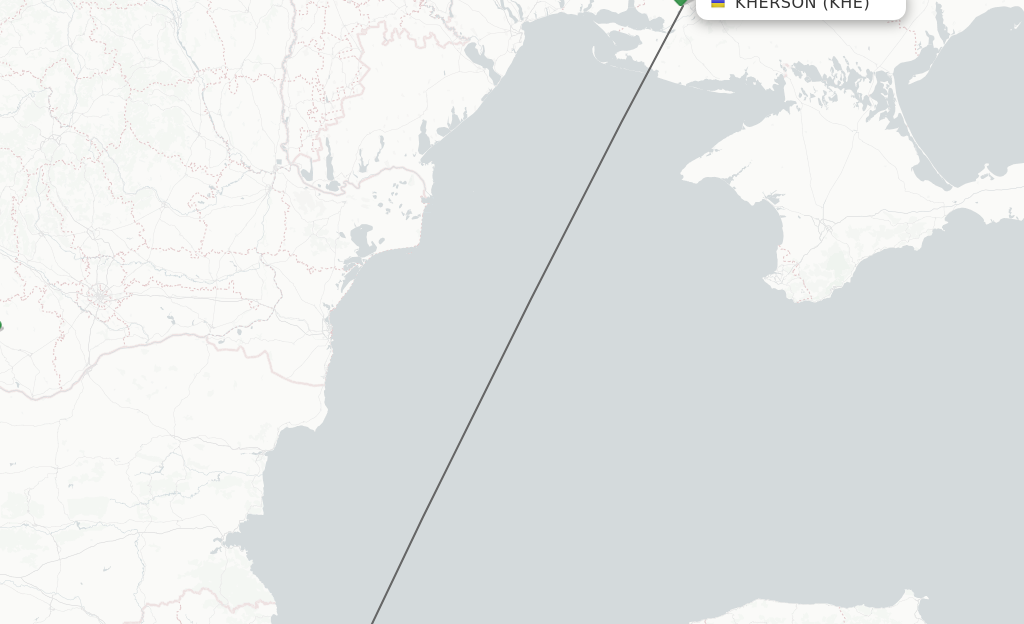 Flights from Kherson to Istanbul route map