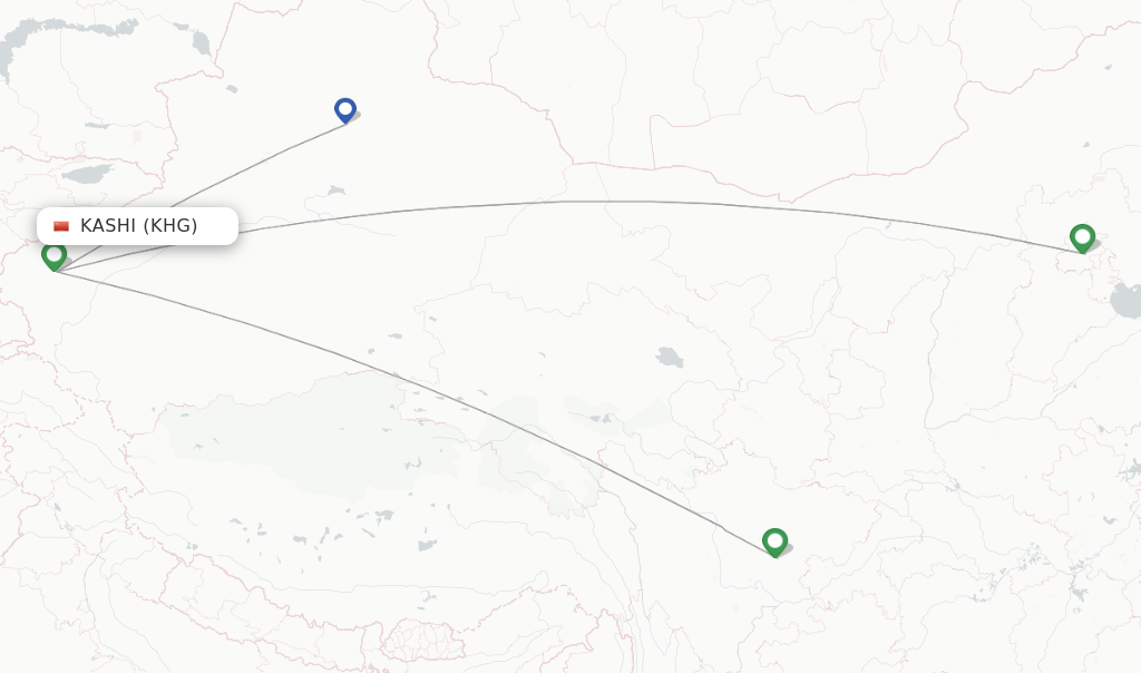 Route map with flights from Kashi with Air China