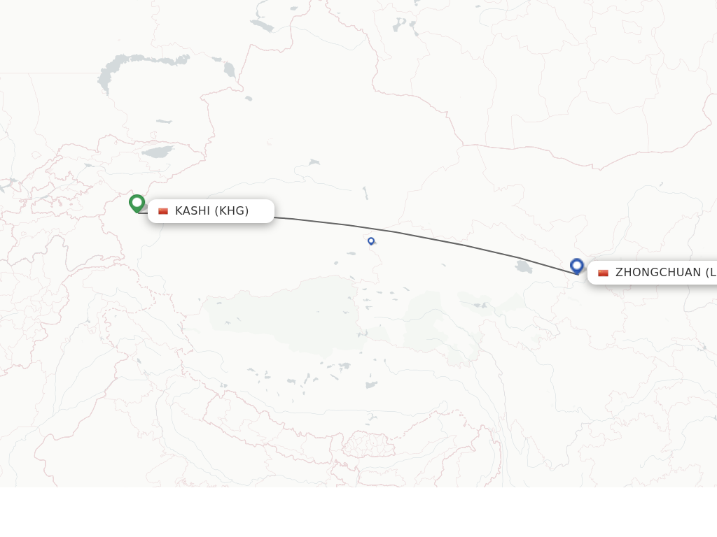 Flights from Kashi to Lanzhou route map