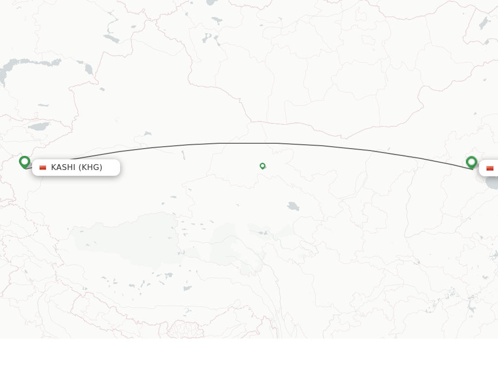 Flights from Kashi to Beijing route map