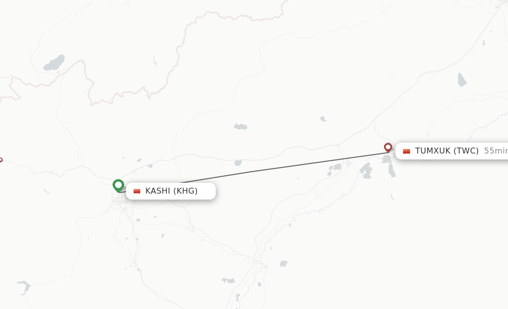 Flights from Kashi to Tumushuke route map