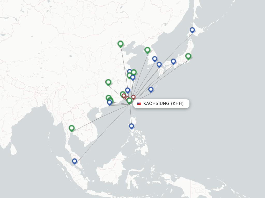Flights from Kaohsiung to Da Nang route map