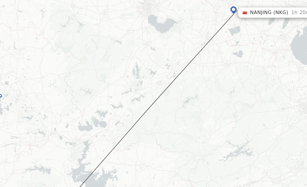 Flights from Nanchang to Nanjing route map