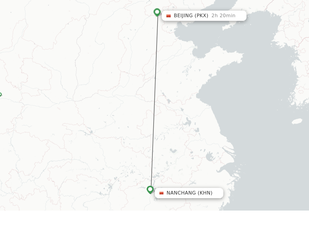 Flights from Nanchang to Beijing route map
