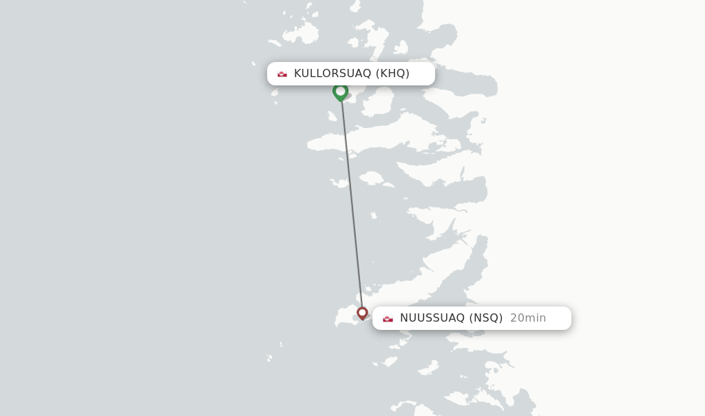 Flights from Kullorsuaq to Nuussuaq route map