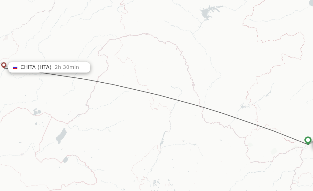 Flights from Khabarovsk to Chita route map