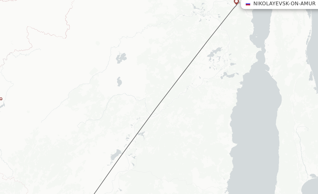 Flights from Khabarovsk to Nikolayevsk-on-Amur route map