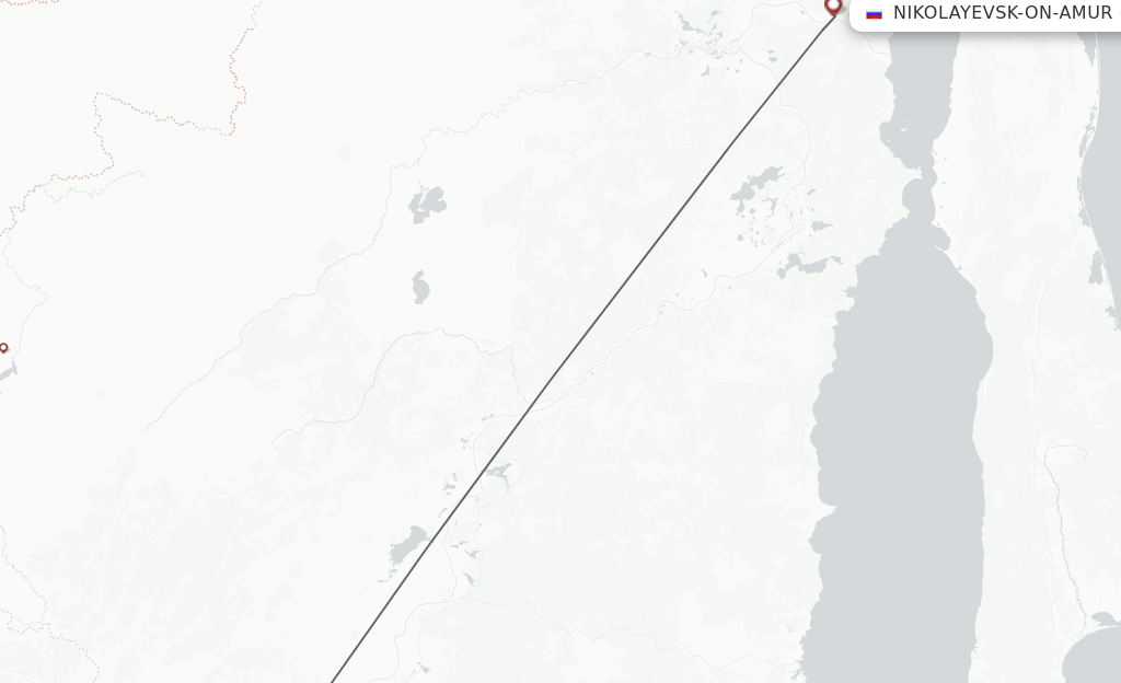 Flights from Khabarovsk to Nikolayevsk-na-Amure route map