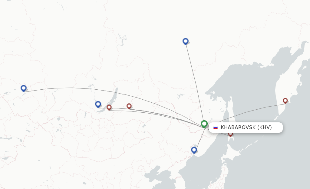 Route map with flights from Khabarovsk with S7 Airlines