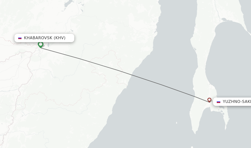 Flights from Khabarovsk to Yuzhno-Sakhalinsk route map