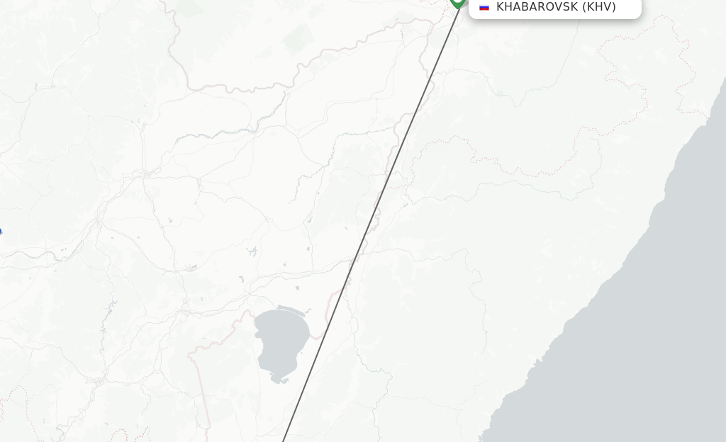 Flights from Khabarovsk to Vladivostok route map