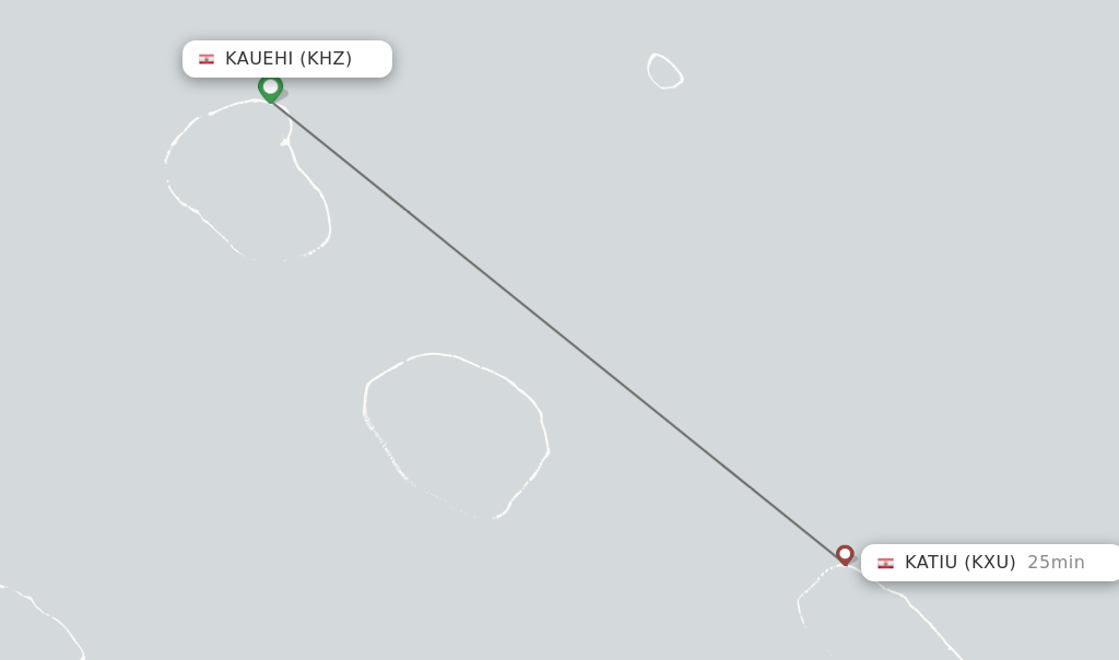 Flights from Kauehi to Katiu route map