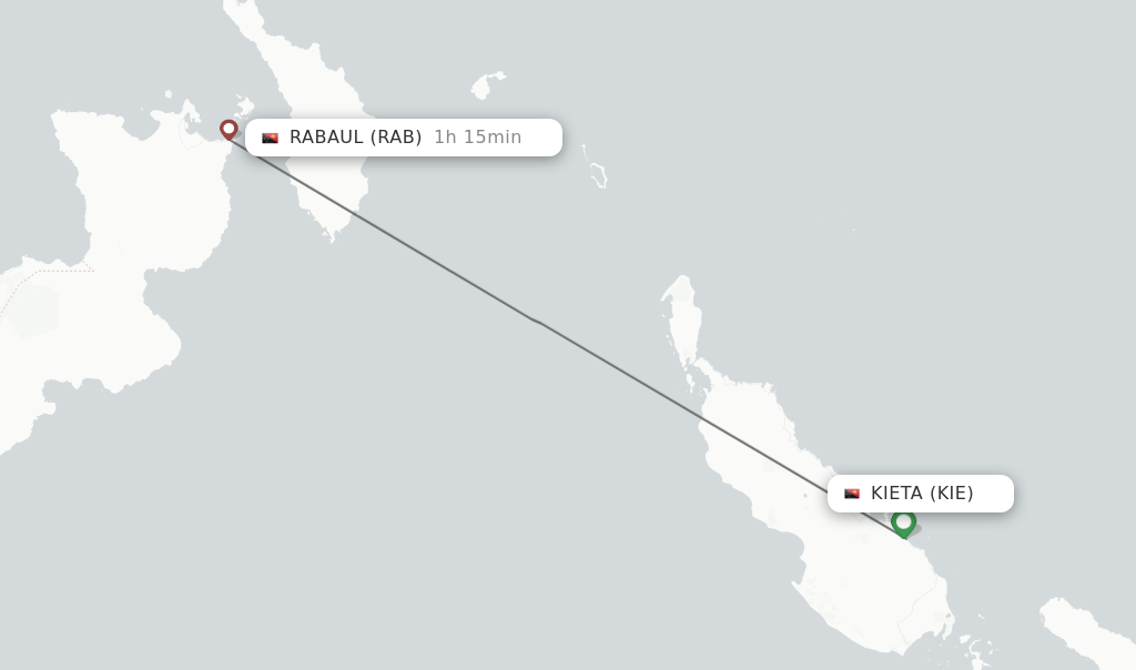Flights from Rabaul to Kieta route map