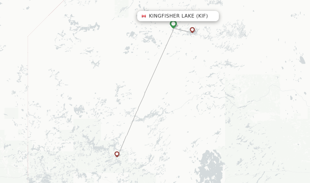 Route map with flights from Kingfisher Lake with Wasaya Airways